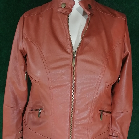 Brown faux leather jacket - Picture 6 of 10